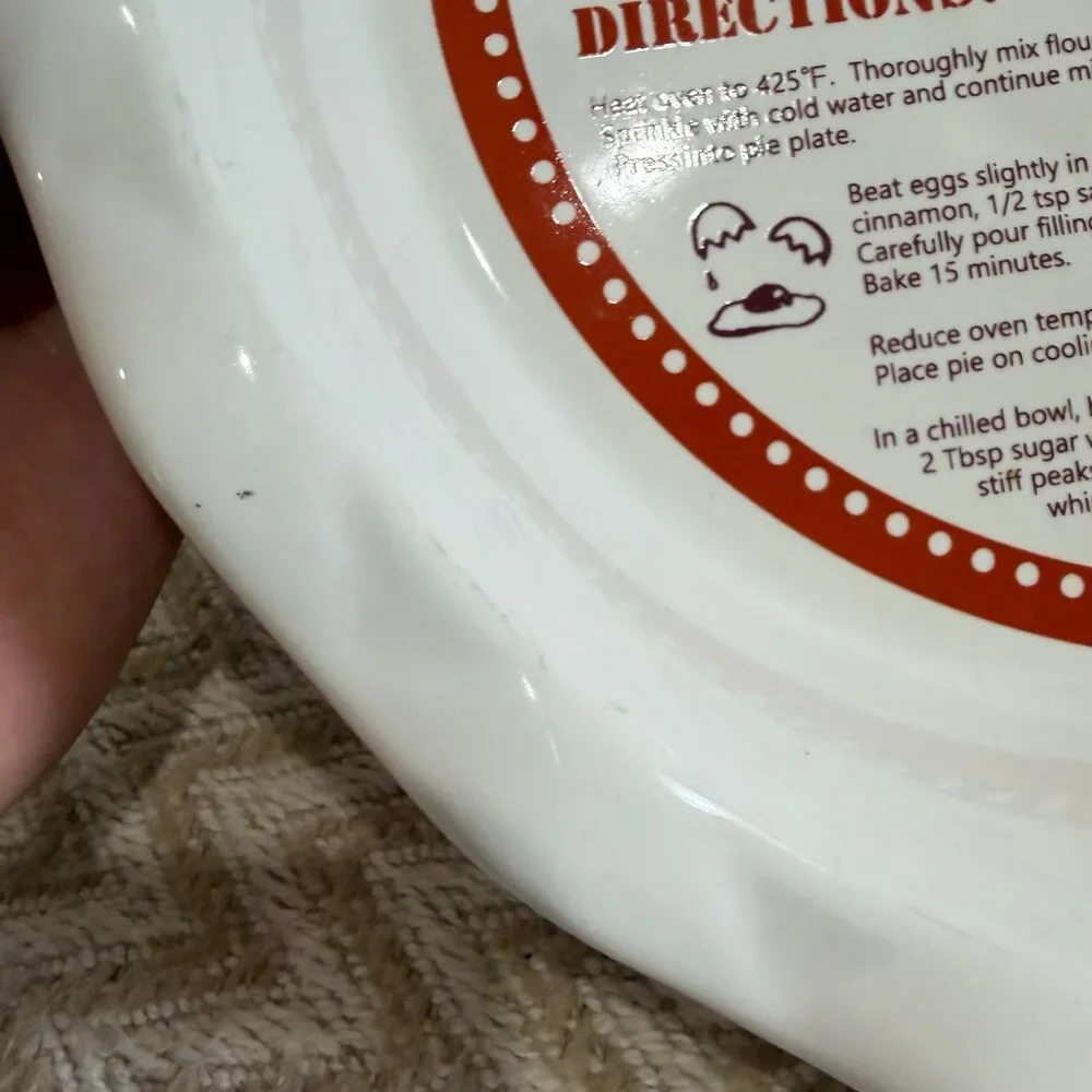 Pumpkin Pie Ceramic Recipe Pie Plate Dish